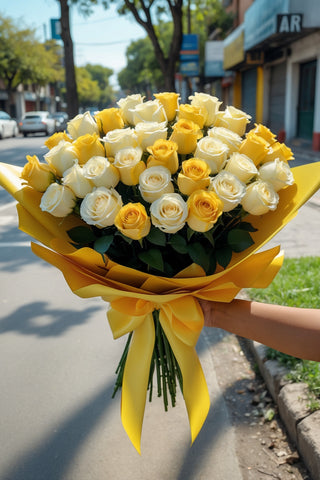 Ramo de rosas (amarillo / blanco)